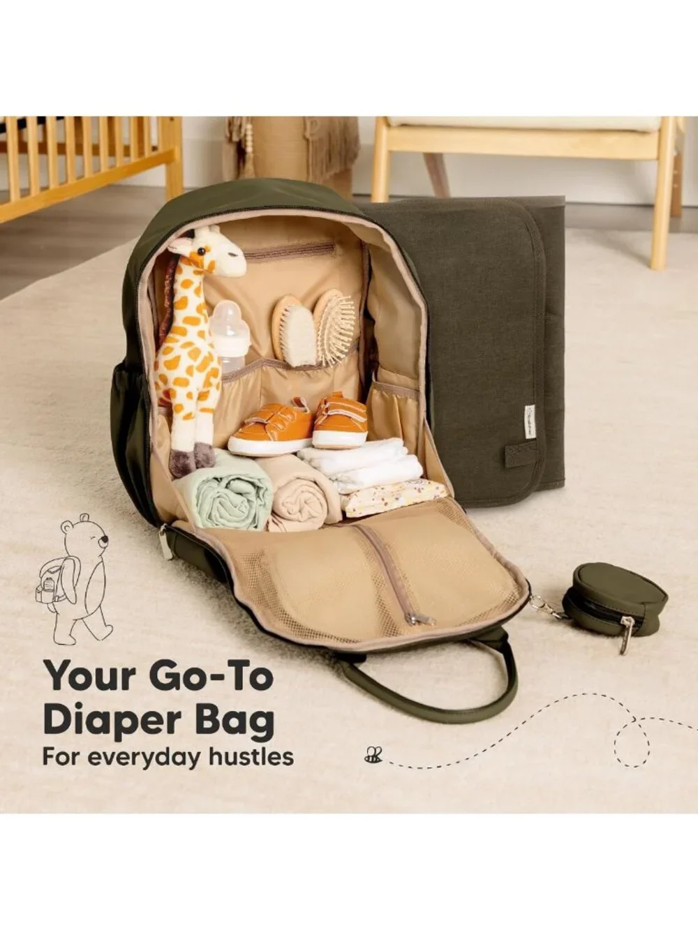 Multifunctional Waterproof Diaper Bag Backpack - Compact 18L, Unisex, Travel